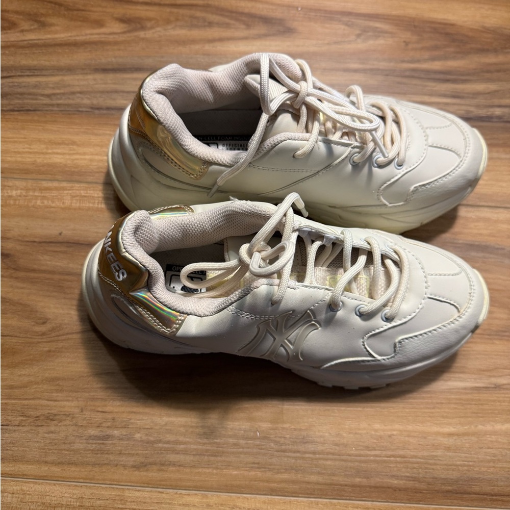Cream and Gold Yankees Athletic Shoes